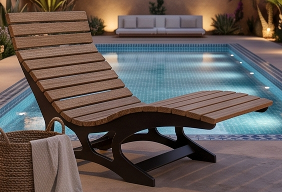 Premium Handcrafted 2-Person (130cm) Sun Lounger – Ergonomic Double Outdoor Daybed with Wood Slats & Heavy-Duty Black Steel Frame