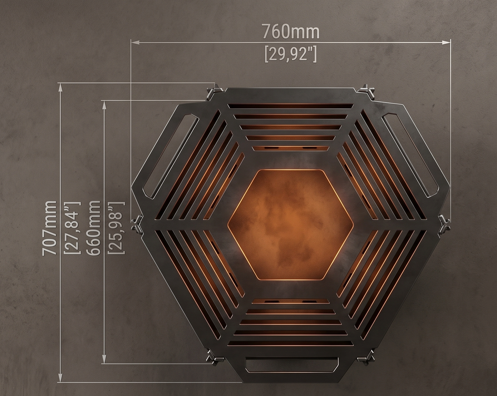 Handcrafted 2-in-1 Collapsible Fire Pit & Grill – 76 cm - Design 1