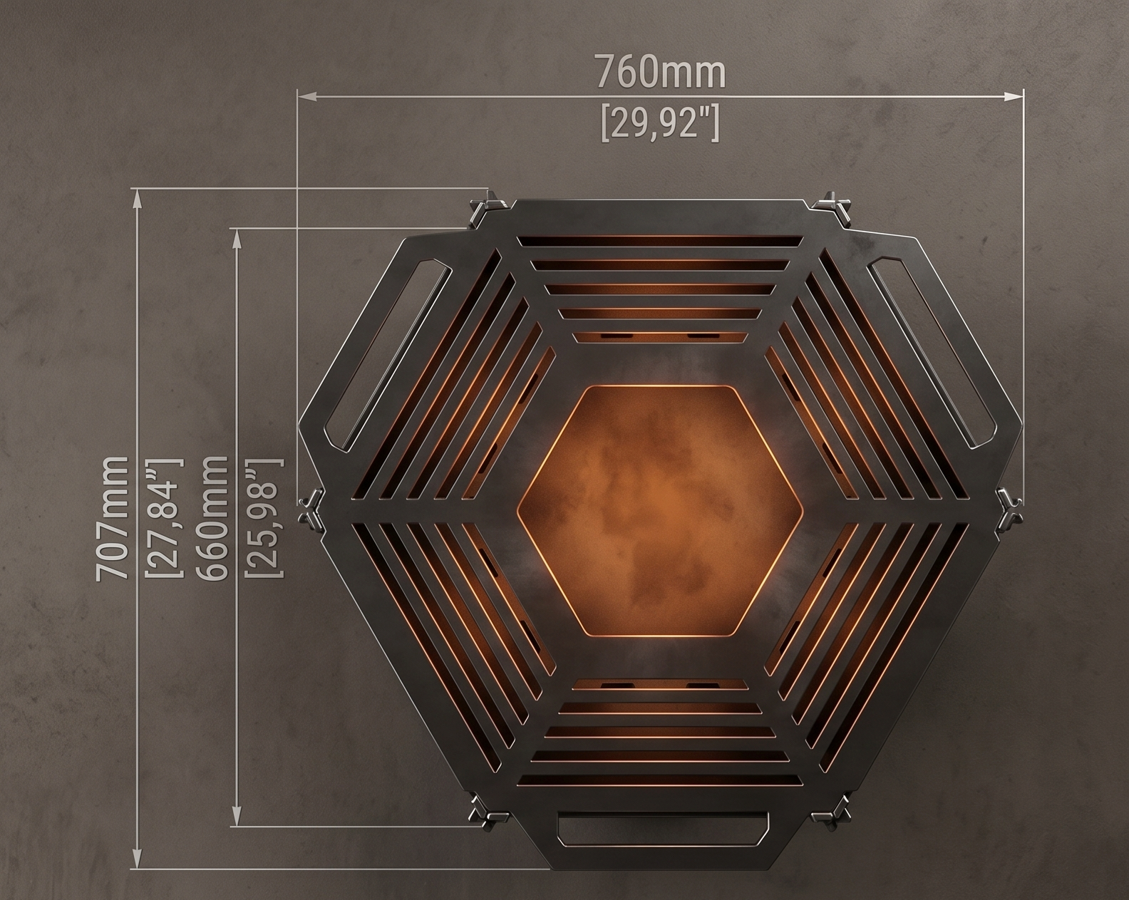 Handcrafted 2-in-1 Collapsible Fire Pit & Grill – 76 cm - Design 1