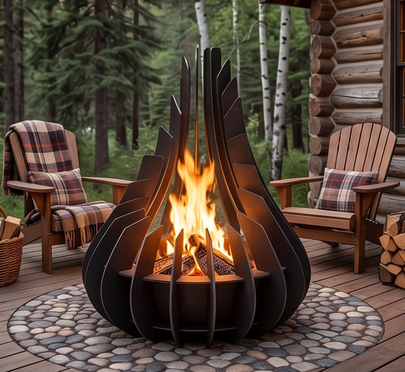 Handcrafted Flame-Inspired Sculptural Metal Fire Pit – 81cm