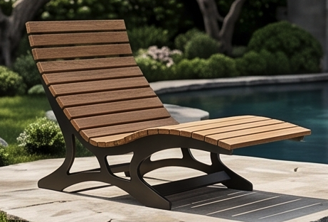 Premium Handcrafted 2-Person (130cm) Sun Lounger – Ergonomic Double Outdoor Daybed with Wood Slats & Heavy-Duty Black Steel Frame