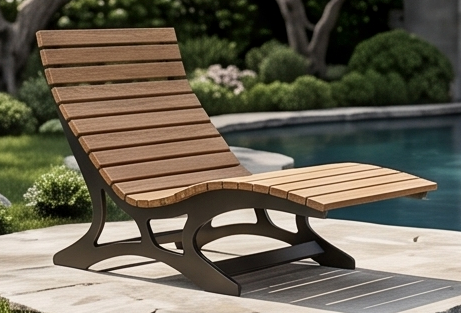Premium Handcrafted 2-Person (130cm) Sun Lounger – Ergonomic Double Outdoor Daybed with Wood Slats & Heavy-Duty Black Steel Frame
