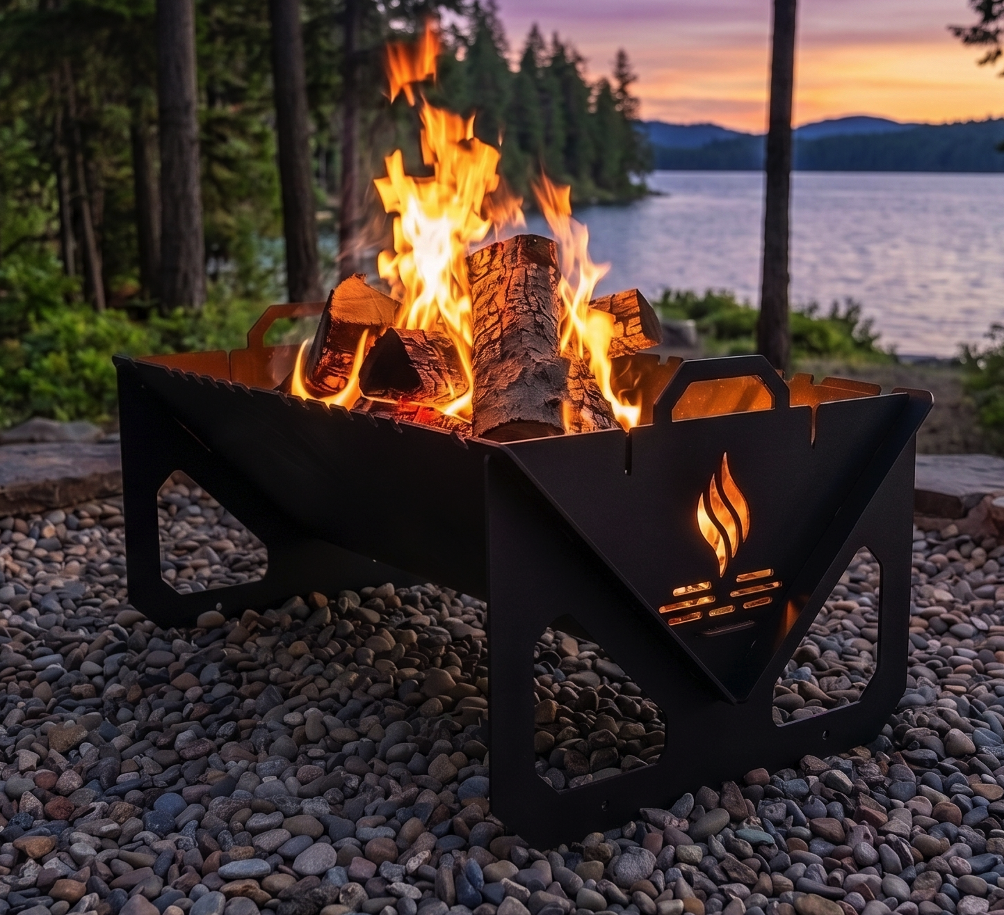 Portable Grill & Fire Pit – Handcrafted Heavy-Duty Collapsible BBQ with Adjustable Rack Attachment