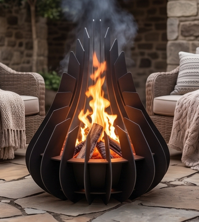 Handcrafted Flame-Inspired Sculptural Metal Fire Pit – 81cm