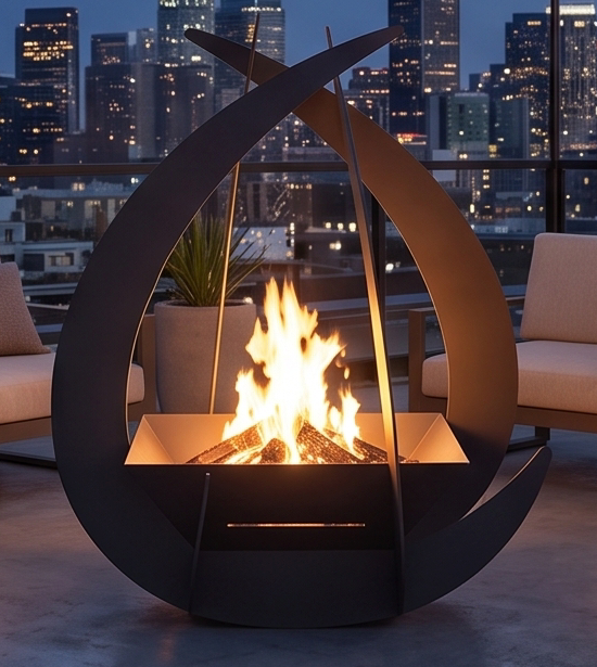 Handcrafted Arch Sculptural Metal Fire Pit – 112cm