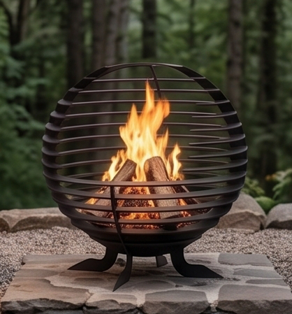 Handcrafted Metal Sphere Fire Pit – Modern 65cm Outdoor Wood Burner