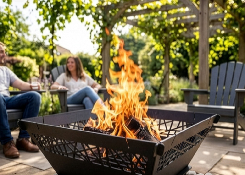 2-in-1 Fire Pit with Adjustable Grill BBQ Attachment – 73 cm x 73 cm