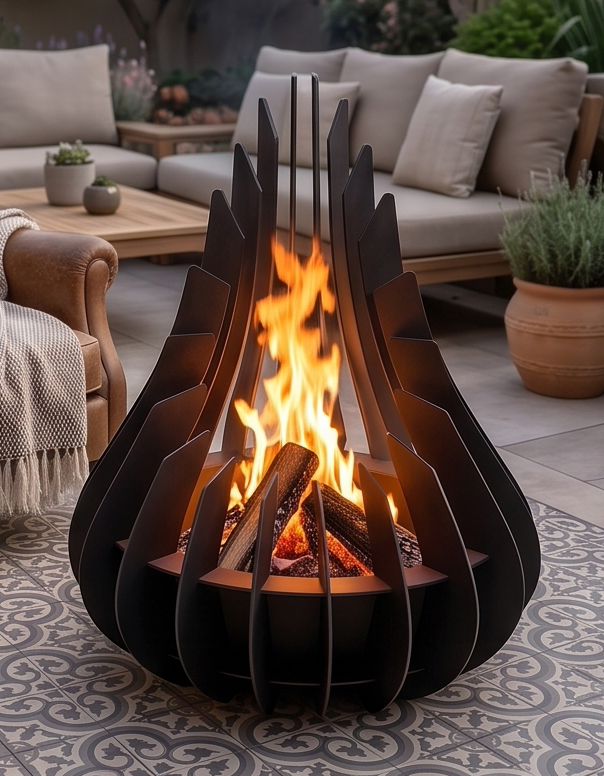 Handcrafted Flame-Inspired Sculptural Metal Fire Pit – 81cm