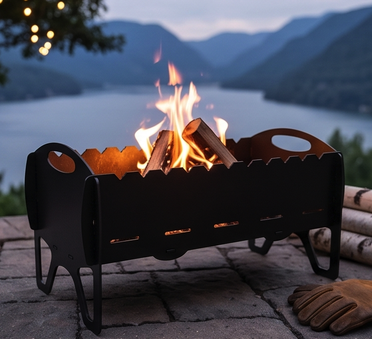 Handcrafted 4-in-1 Portable BBQ, Grill, Griddle & Fire Pit Combo