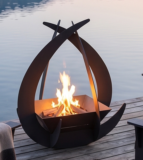 Handcrafted Arch Sculptural Metal Fire Pit – 112cm