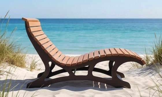 Premium Handcrafted Extra-Wide (125cm) Wood & Metal Sun Lounger – Ergonomic Modern Garden Chaise