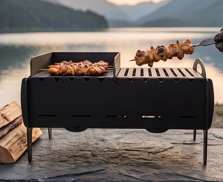 Handcrafted 4-in-1 Portable BBQ, Grill, Griddle & Fire Pit Combo