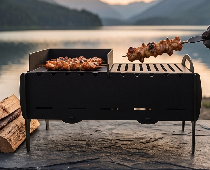 Handcrafted 4-in-1 Portable BBQ, Grill, Griddle & Fire Pit Combo