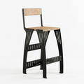 Handcrafted Industrial Modern Solid Wood & Steel Barstool - High-Back Counter Chair